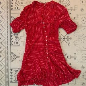 Free People red polka dot dress-size s